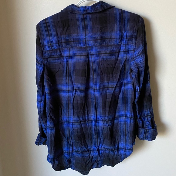 Dark Blue and Black Plaid Shirt - Picture 3 of 4
